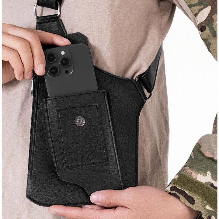 Sac à bandoulière multi-poches en cuir de grande capacité pour l'extérieur - image 4