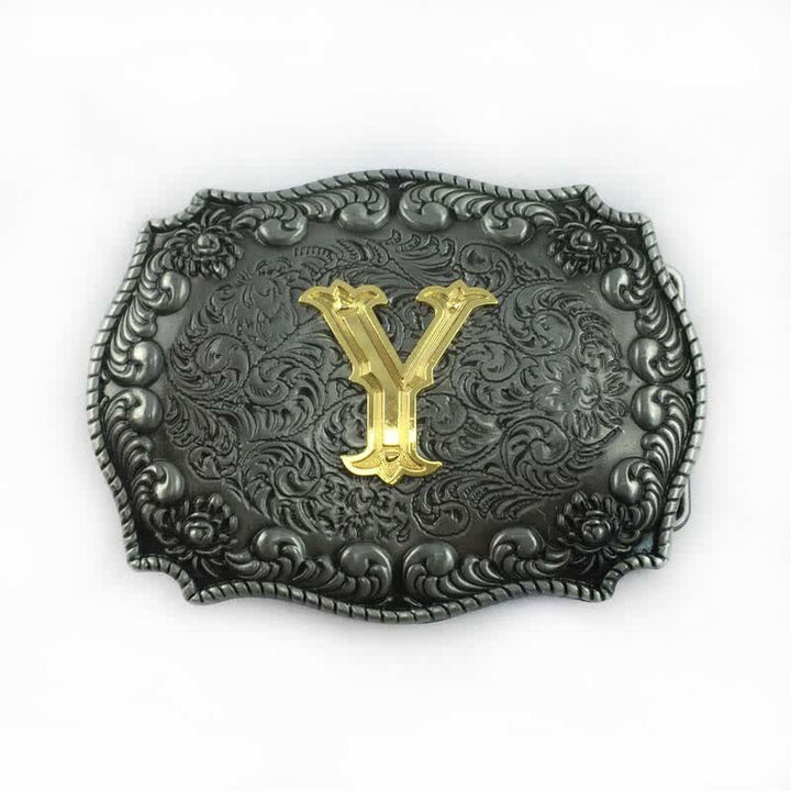 Ceinture en cuir à boucle initiale pour homme avec lettres de l'alphabet - Y - Sans ceinture - image 28