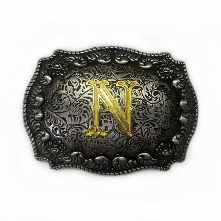 Ceinture en cuir à boucle initiale pour homme avec lettres de l'alphabet - N - Sans ceinture - image 17