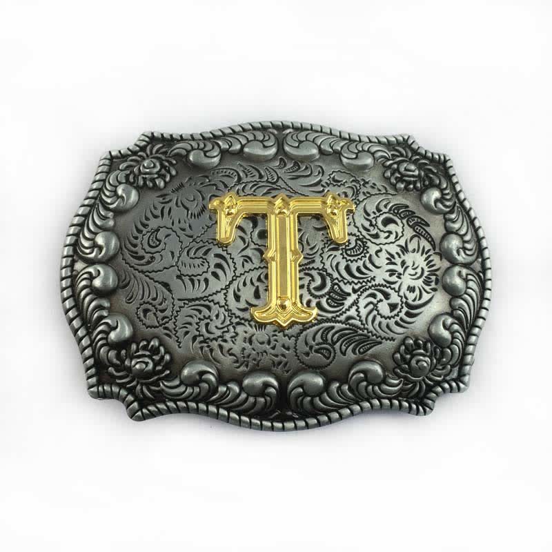 Ceinture en cuir à boucle initiale pour homme avec lettres de l'alphabet - T - Sans ceinture - image 23