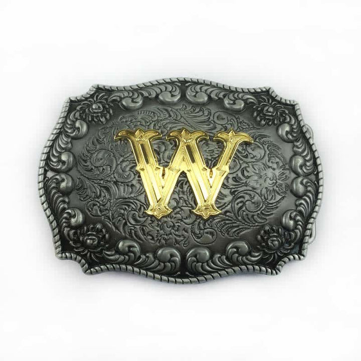 Ceinture en cuir à boucle initiale pour homme avec lettres de l'alphabet - W - Sans ceinture - image 26