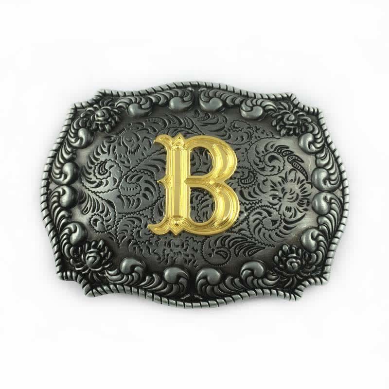 Ceinture en cuir à boucle initiale pour homme avec lettres de l'alphabet - B - Sans ceinture - image 5