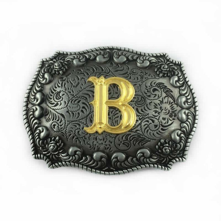 Ceinture en cuir à boucle initiale pour homme avec lettres de l'alphabet - B - Sans ceinture - image 5