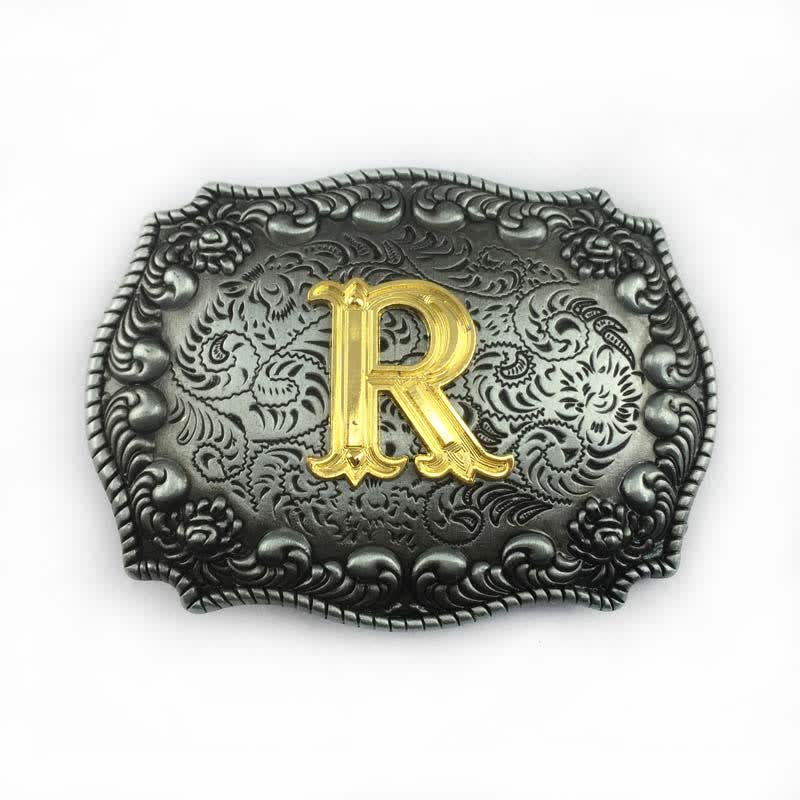 Ceinture en cuir à boucle initiale pour homme avec lettres de l'alphabet - R - Sans ceinture - image 21