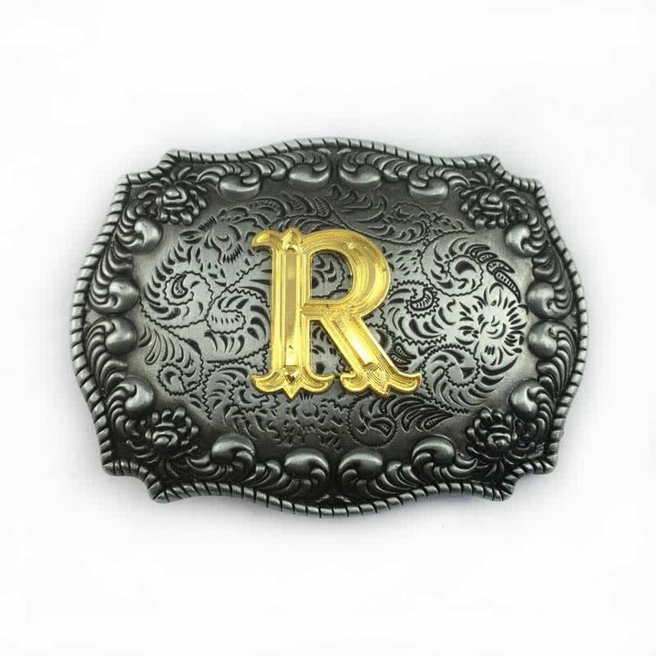 Ceinture en cuir à boucle initiale pour homme avec lettres de l'alphabet - R - Sans ceinture - image 21