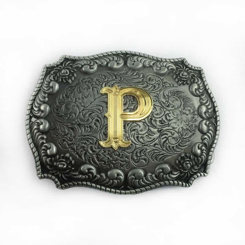 Ceinture en cuir à boucle initiale pour homme avec lettres de l'alphabet - P - Sans ceinture - image 19