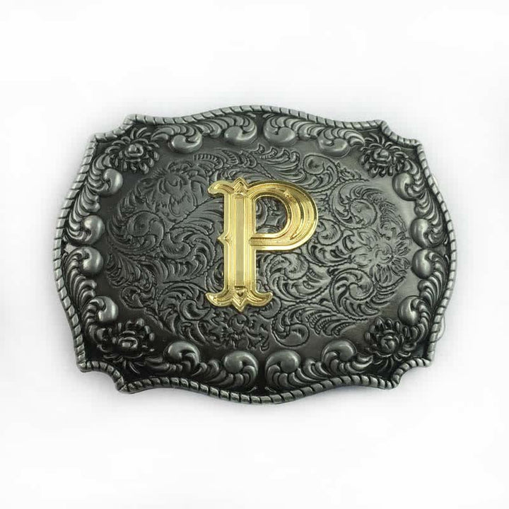 Ceinture en cuir à boucle initiale pour homme avec lettres de l'alphabet - P - Sans ceinture - image 19