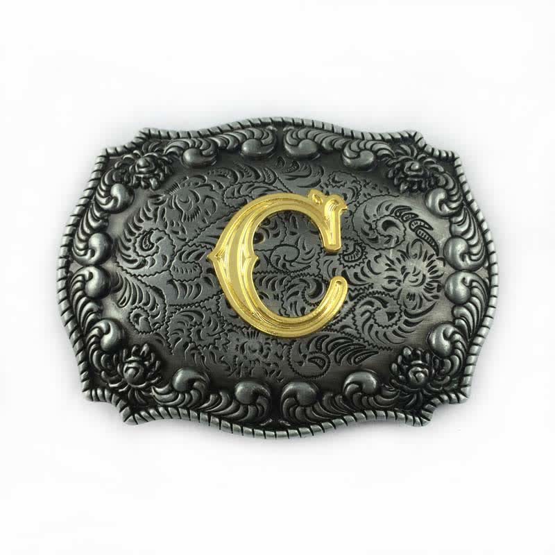 Ceinture en cuir à boucle initiale pour homme avec lettres de l'alphabet - C - Sans ceinture - image 6