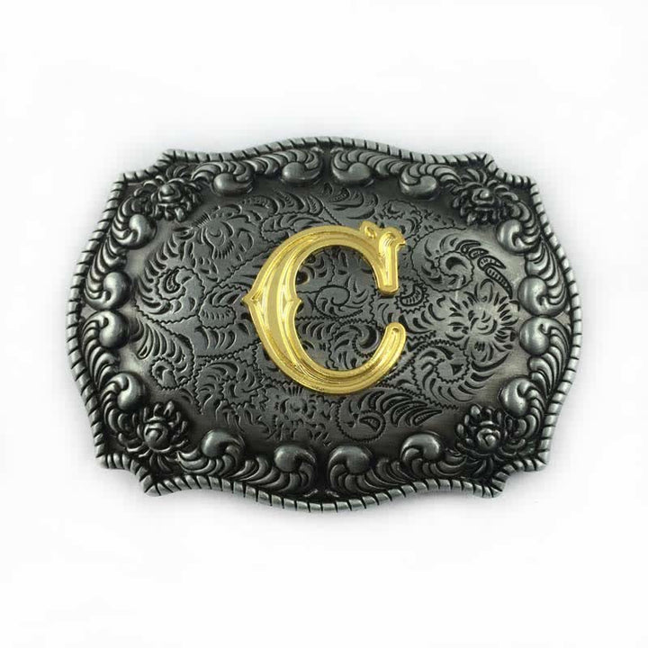 Ceinture en cuir à boucle initiale pour homme avec lettres de l'alphabet - C - Sans ceinture - image 6