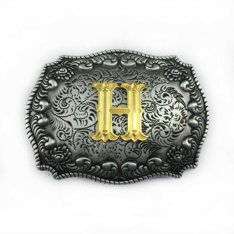 Ceinture en cuir à boucle initiale pour homme avec lettres de l'alphabet - H - Sans ceinture - image 11