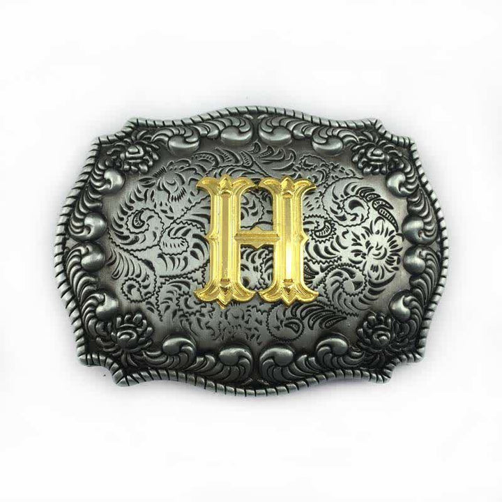 Ceinture en cuir à boucle initiale pour homme avec lettres de l'alphabet - H - Sans ceinture - image 11