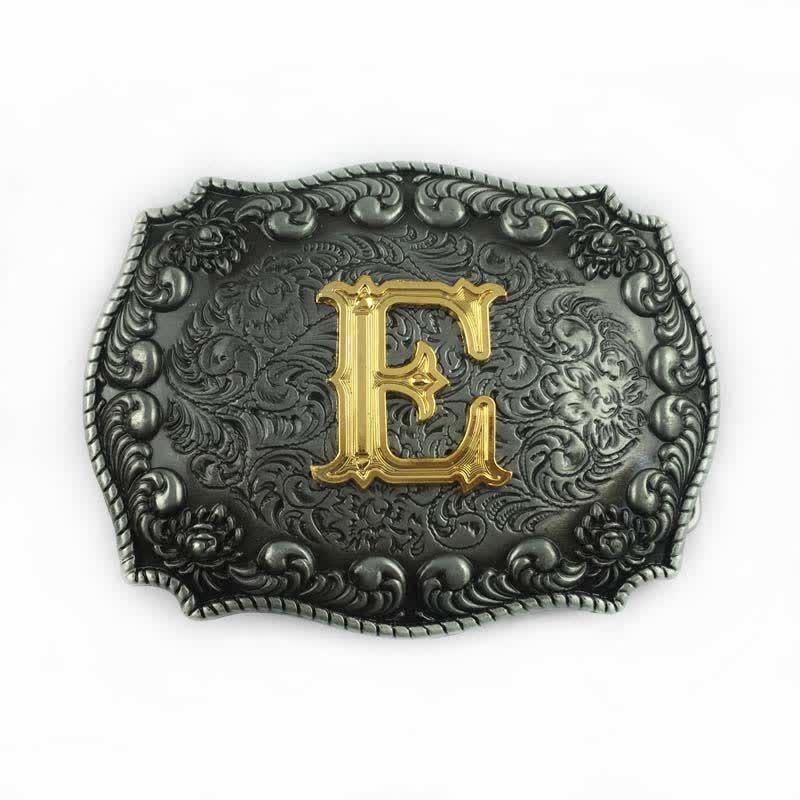 Ceinture en cuir à boucle initiale pour homme avec lettres de l'alphabet - E - Sans ceinture - image 8
