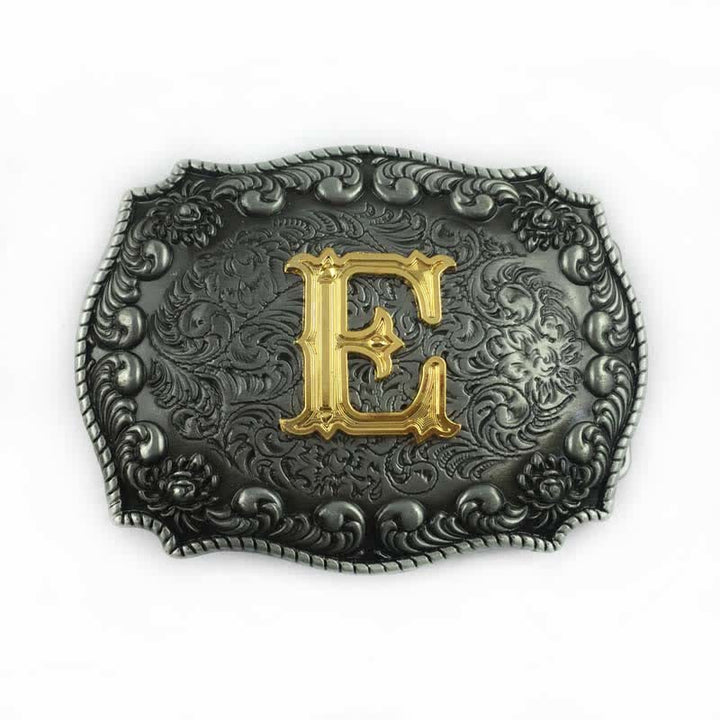 Ceinture en cuir à boucle initiale pour homme avec lettres de l'alphabet - E - Sans ceinture - image 8