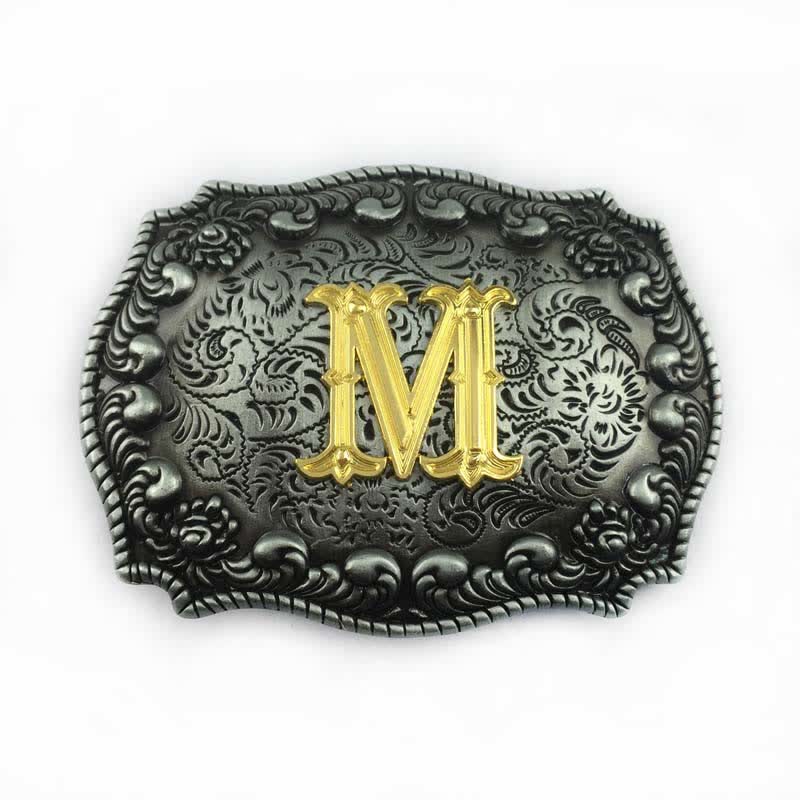 Ceinture en cuir à boucle initiale pour homme avec lettres de l'alphabet - M - Sans ceinture - image 16