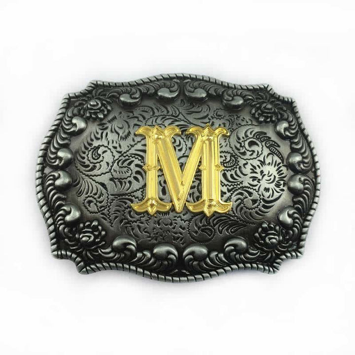 Ceinture en cuir à boucle initiale pour homme avec lettres de l'alphabet - M - Sans ceinture - image 16