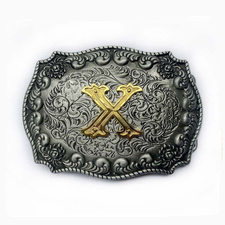 Ceinture en cuir à boucle initiale pour homme avec lettres de l'alphabet - X - Sans ceinture - image 27