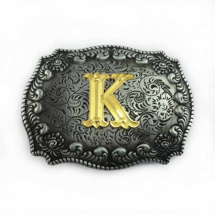 Ceinture en cuir à boucle initiale pour homme avec lettres de l'alphabet - K - Sans ceinture - image 14