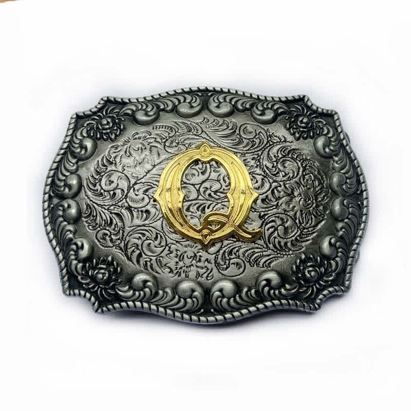 Ceinture en cuir à boucle initiale pour homme avec lettres de l'alphabet - Q - Sans ceinture - image 20