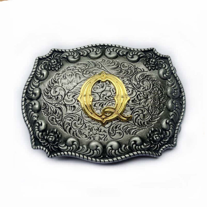 Ceinture en cuir à boucle initiale pour homme avec lettres de l'alphabet - Q - Sans ceinture - image 20