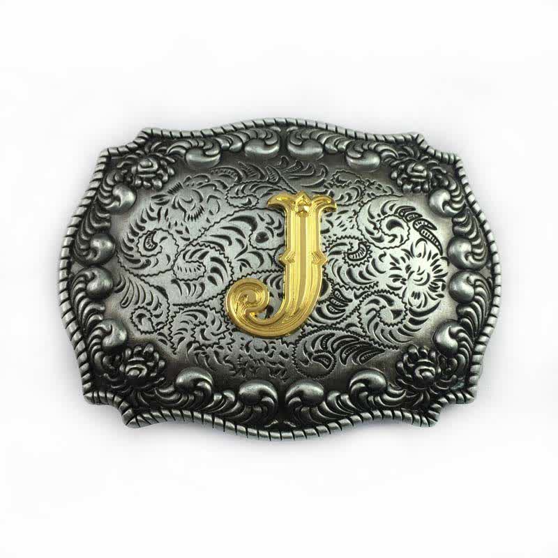 Ceinture en cuir à boucle initiale pour homme avec lettres de l'alphabet - J - Sans ceinture - image 13