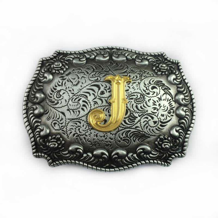 Ceinture en cuir à boucle initiale pour homme avec lettres de l'alphabet - J - Sans ceinture - image 13