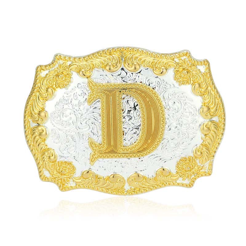Ceinture en cuir pour homme avec boucle initiale dorée - D - Sans ceinture - image 9