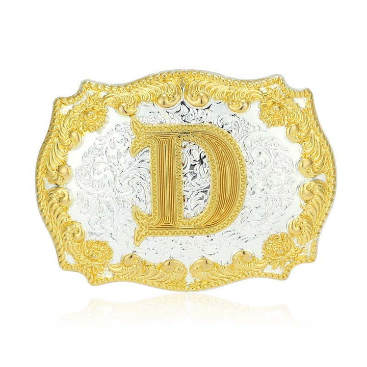 Ceinture en cuir pour homme avec boucle initiale dorée - D - Sans ceinture - image 9