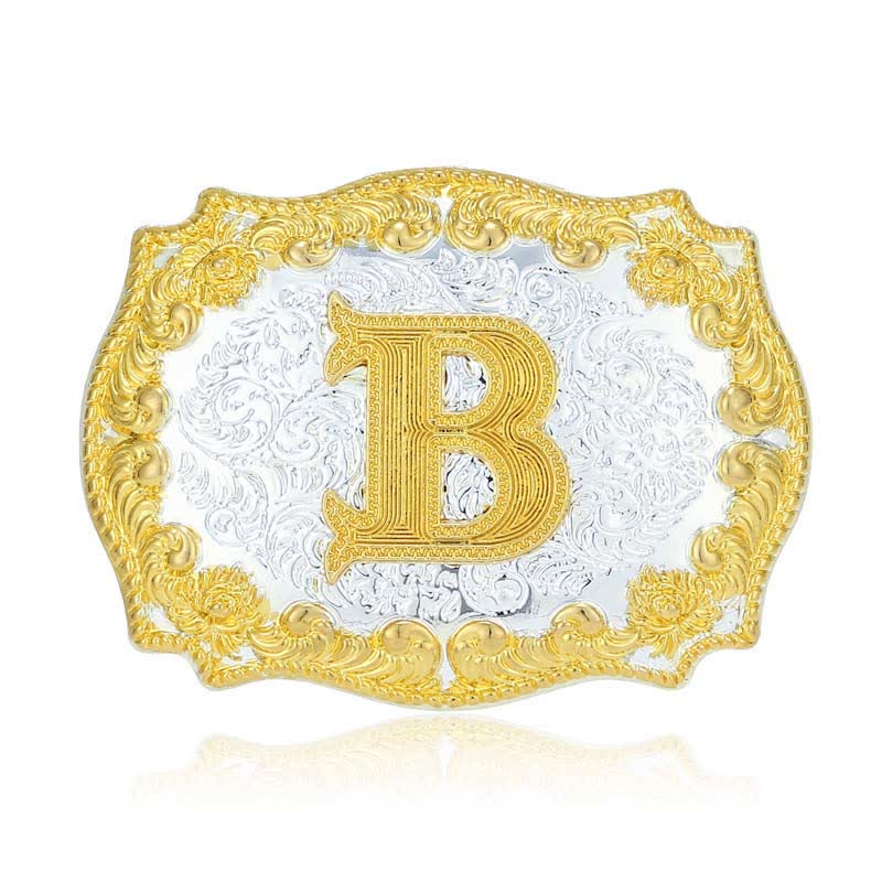 Ceinture en cuir pour homme avec boucle initiale dorée - B - Sans ceinture - image 7