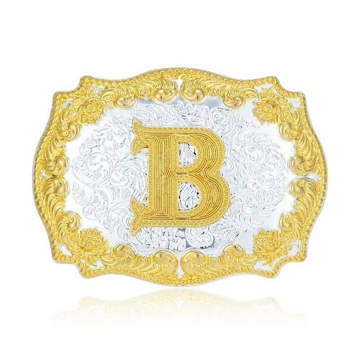 Ceinture en cuir pour homme avec boucle initiale dorée - B - Sans ceinture - image 7