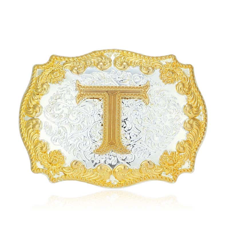 Ceinture en cuir pour homme avec boucle initiale dorée - T - Sans ceinture - image 25