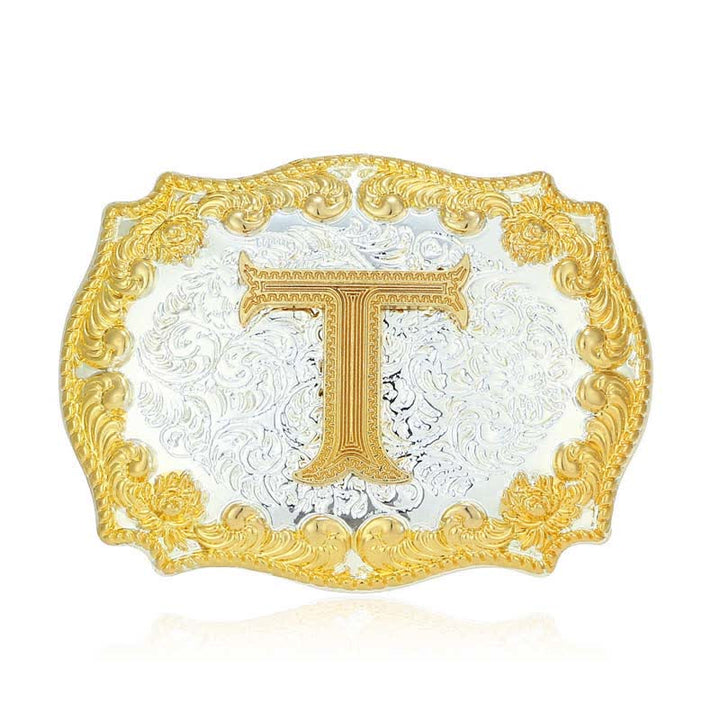 Ceinture en cuir pour homme avec boucle initiale dorée - T - Sans ceinture - image 25