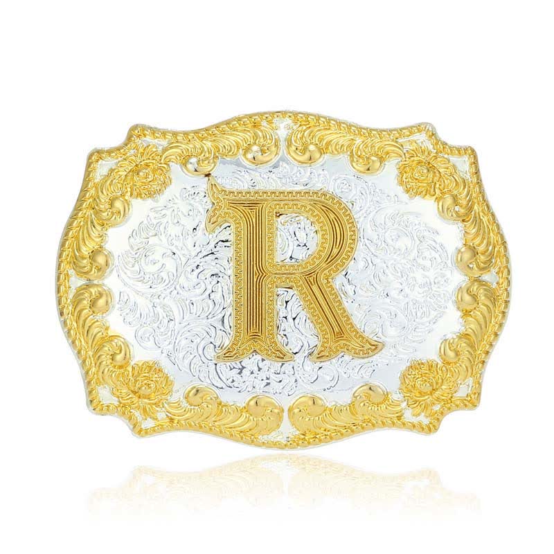 Ceinture en cuir pour homme avec boucle initiale dorée - R - Sans ceinture - image 23