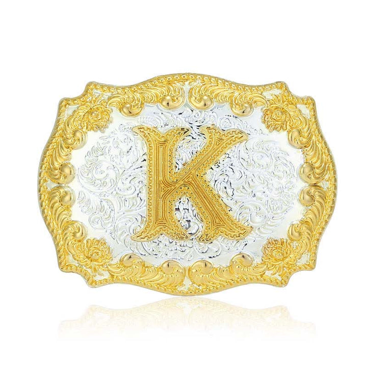 Ceinture en cuir pour homme avec boucle initiale dorée - K - Sans ceinture - image 16