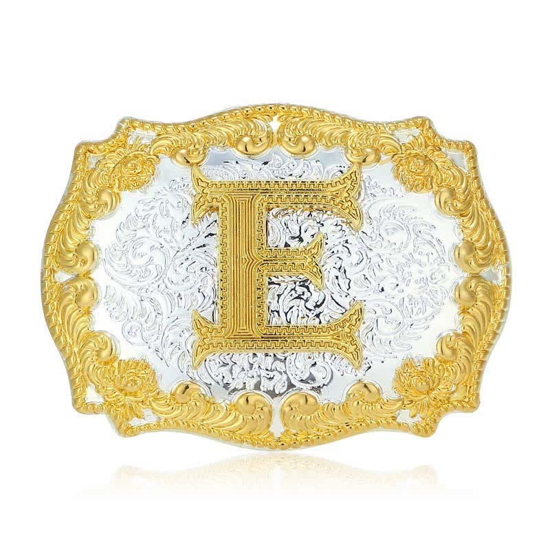 Ceinture en cuir pour homme avec boucle initiale dorée - E - Sans ceinture - image 10