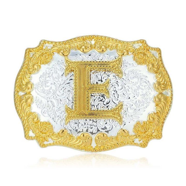 Ceinture en cuir pour homme avec boucle initiale dorée - E - Sans ceinture - image 10
