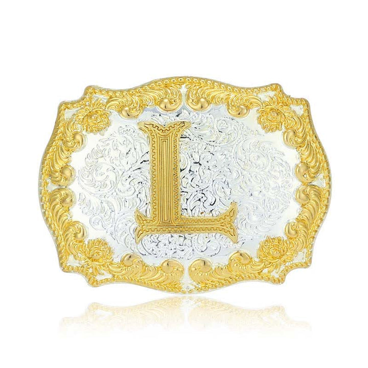 Ceinture en cuir pour homme avec boucle initiale dorée - L - Sans ceinture - image 17