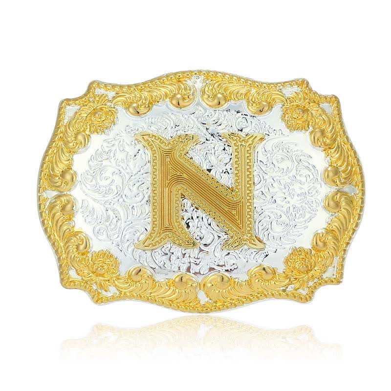 Ceinture en cuir pour homme avec boucle initiale dorée - N - Sans ceinture - image 19