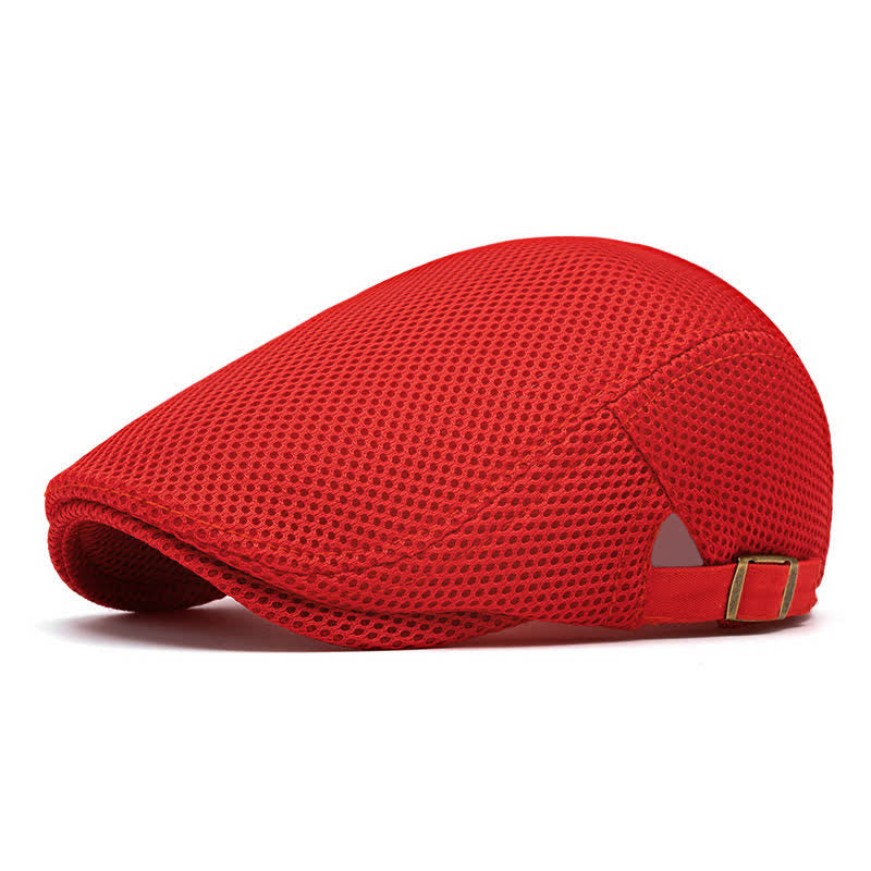 Béret d'été plat en maille de couleur unie - Rouge - Réglable (22"-23 5/8") - image 11