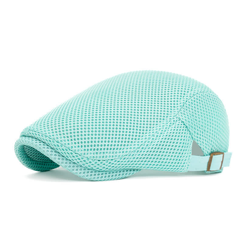 Béret d'été plat en maille de couleur unie - Cyan - Réglable (22"-23 5/8") - image 18