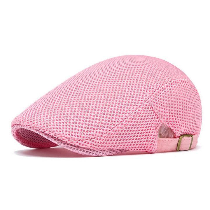 Béret d'été plat en maille de couleur unie - Rose - Réglable (22"-23 5/8") - image 14