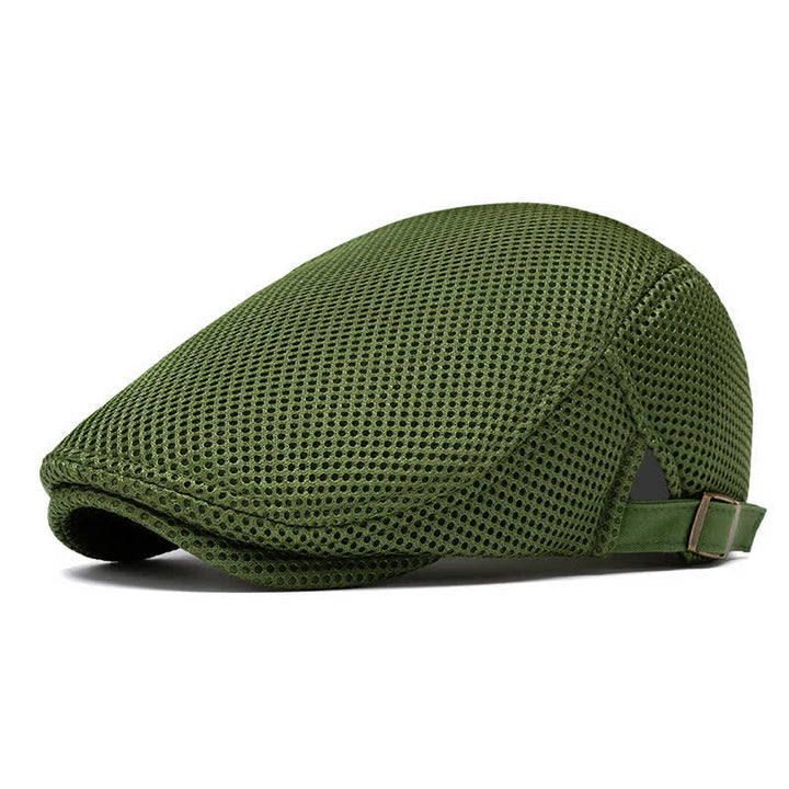 Béret d'été plat en maille de couleur unie - Vert armée - Réglable (22"-23 5/8") - image 15