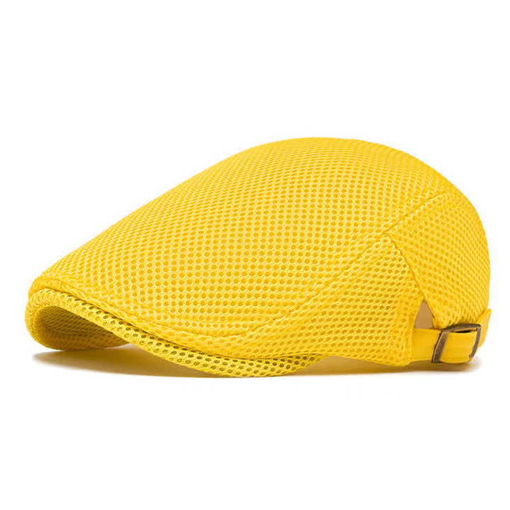Béret d'été plat en maille de couleur unie - Jaune - Réglable (22"-23 5/8") - image 17