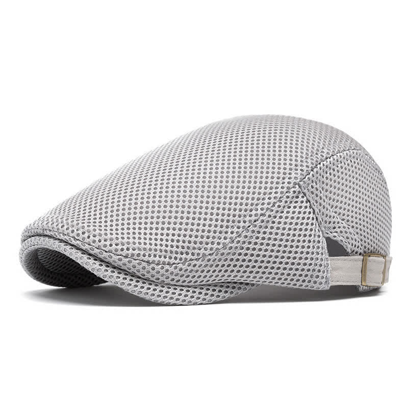 Béret d'été plat en maille de couleur unie - Gris clair - Réglable (22"-23 5/8") - image 9