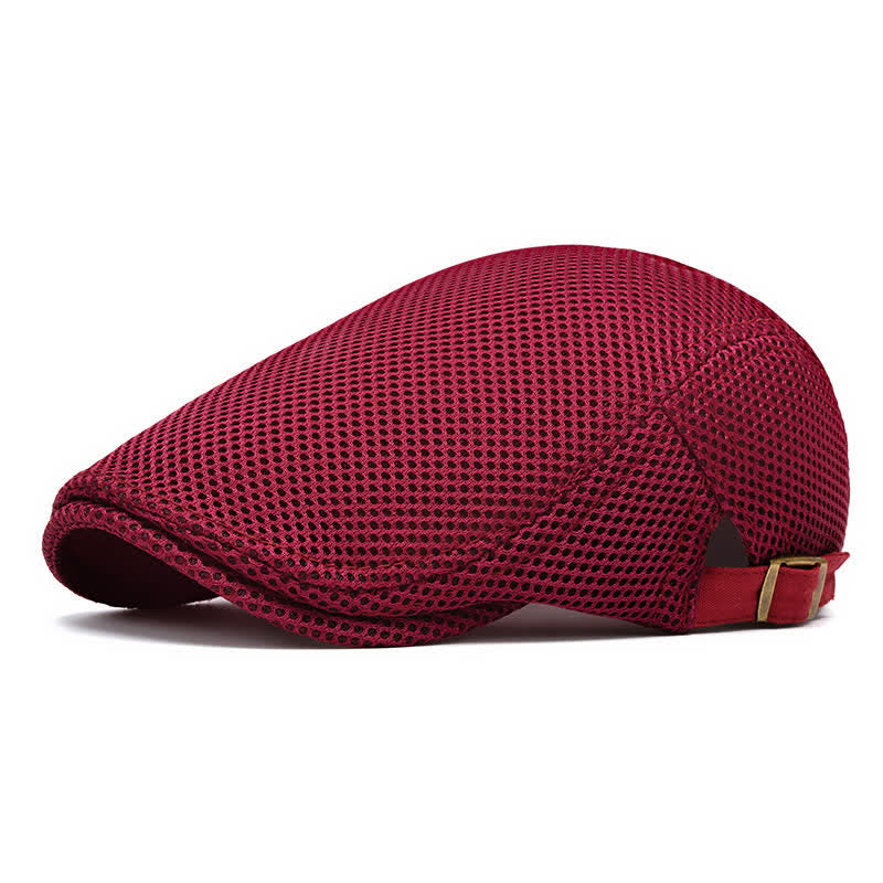 Béret d'été plat en maille de couleur unie - Bourgogne - Réglable (22"-23 5/8") - image 16