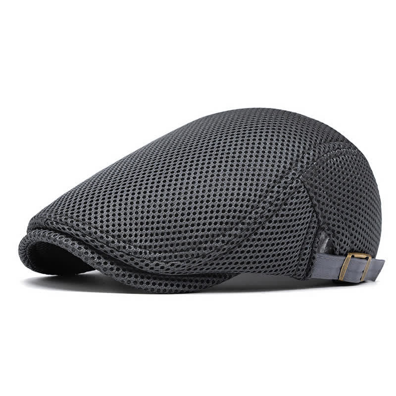 Béret d'été plat en maille de couleur unie - Gris foncé - Réglable (22"-23 5/8") - image 10