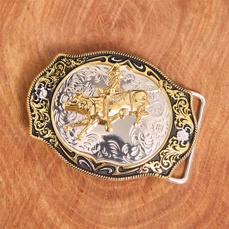 Ceinture en cuir à boucle de cowboy western dorée et noire à faire soi-même - image 3