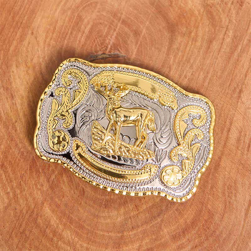 Ceinture en cuir à boucle style cowboy western à faire soi-même, motif cerf doré - image 3
