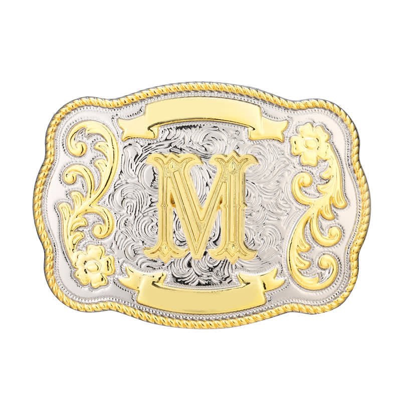 Ceinture en cuir à boucle initiale Western dorée et argentée - M - Sans ceinture - image 13