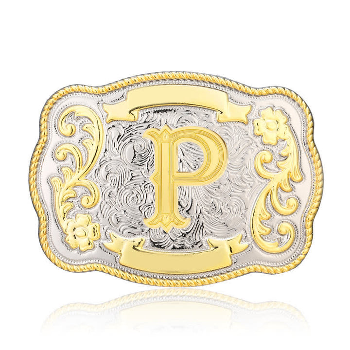 Ceinture en cuir à boucle initiale Western dorée et argentée - P - Sans ceinture - image 16