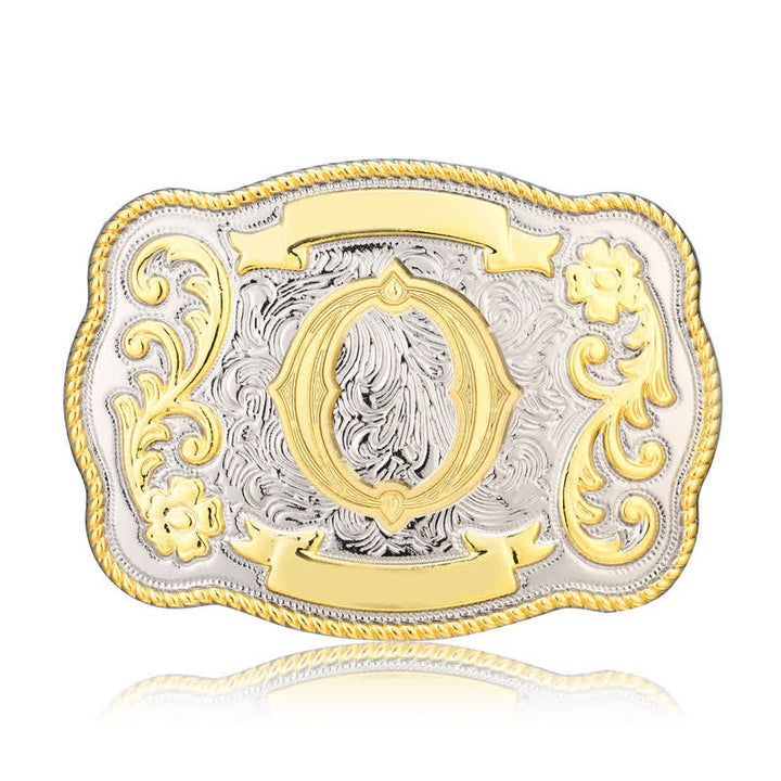 Ceinture en cuir à boucle initiale Western dorée et argentée - O - Sans ceinture - image 15